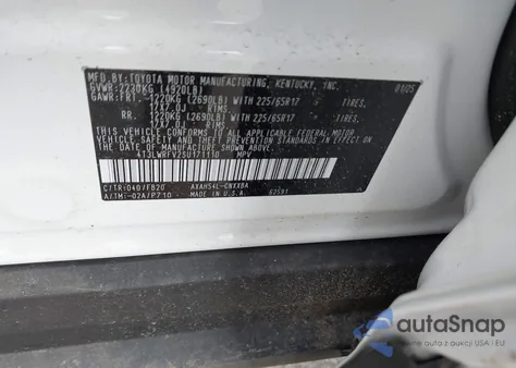 2025 Toyota Rav4 Hybrid Le z USA, uszkodzony, nr VIN 4T3LWRFV2SU171110